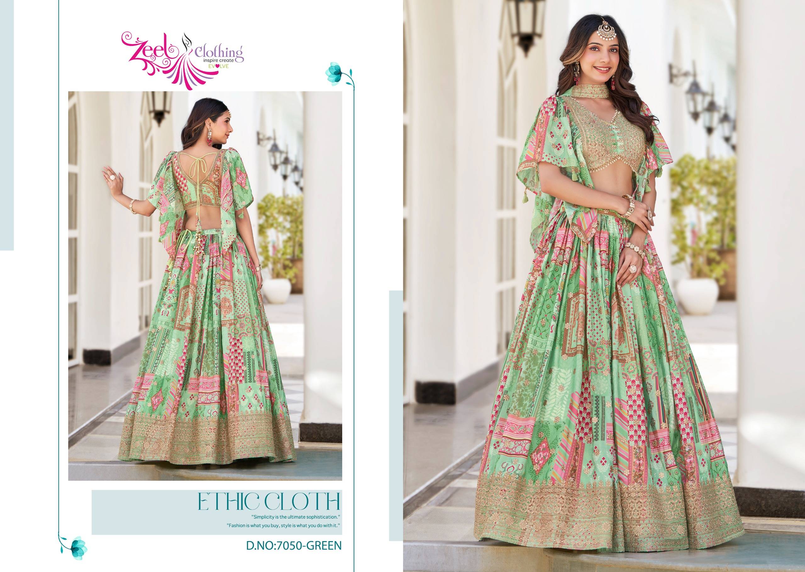 Queen By Zeel Clothing 7050 Colours Series Designer Beautiful Collection Occasional Wear & Party Wear Chinnon Silk Lehengas At Wholesale Price